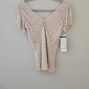 NWT Adriana Papell Sequin V-Neck Women's Top